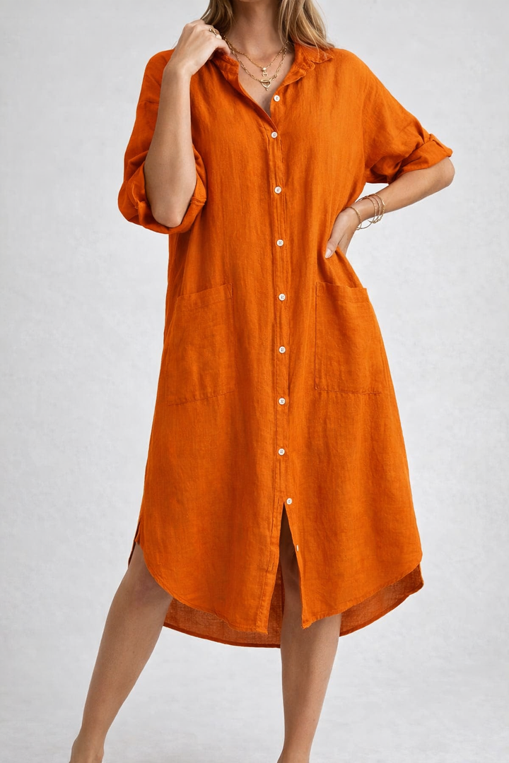 Boho Button Down Shirt Midi Dress Relaxed Summer Style