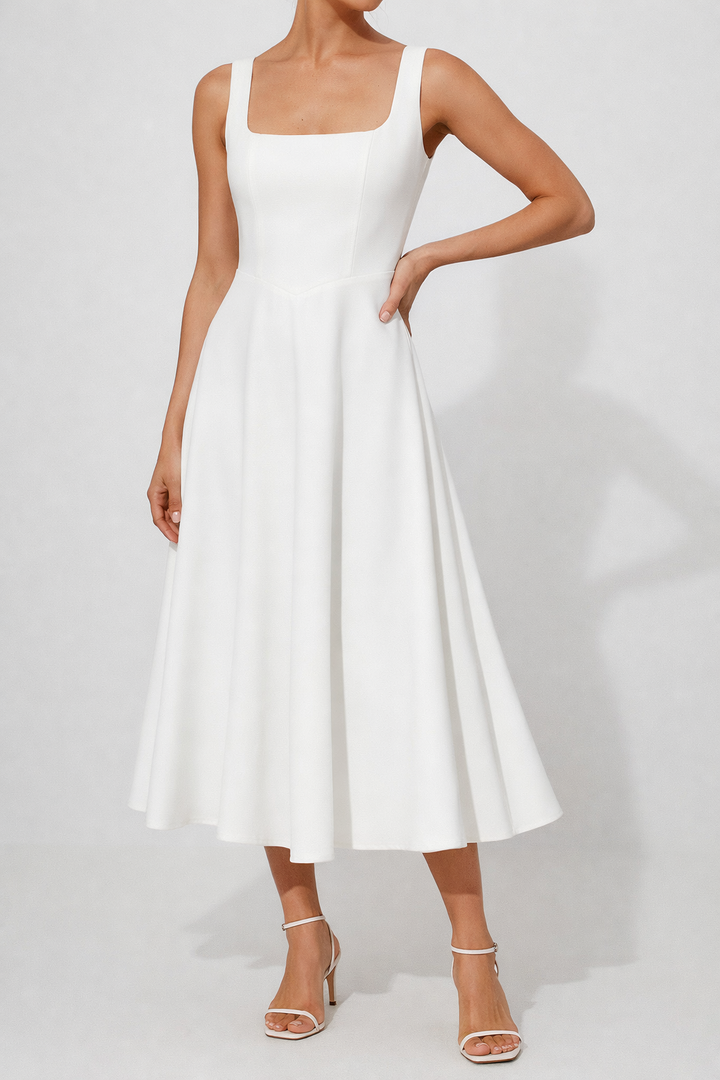 Timeless Flowy Midi Dress with Relaxed Silhouette