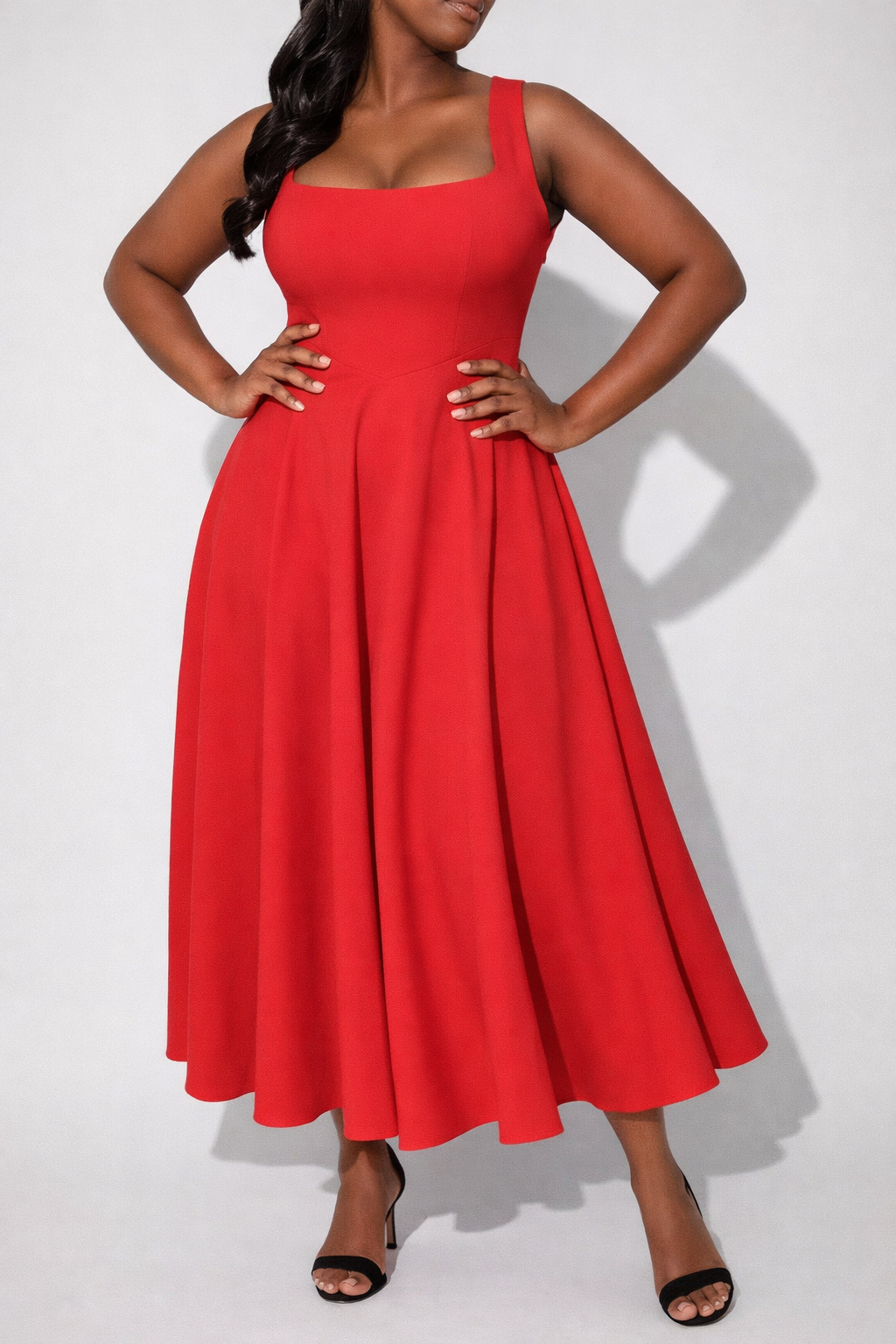 Timeless Flowy Midi Dress with Relaxed Silhouette