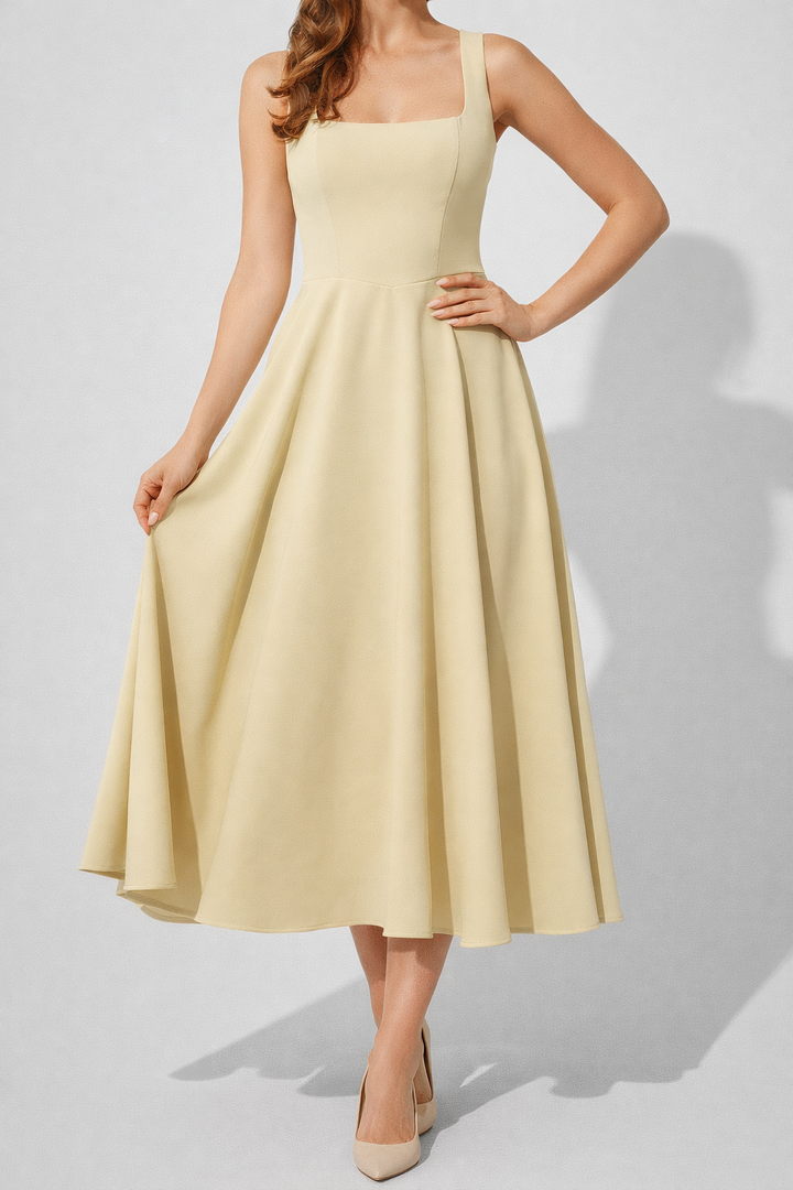 Timeless Flowy Midi Dress with Relaxed Silhouette