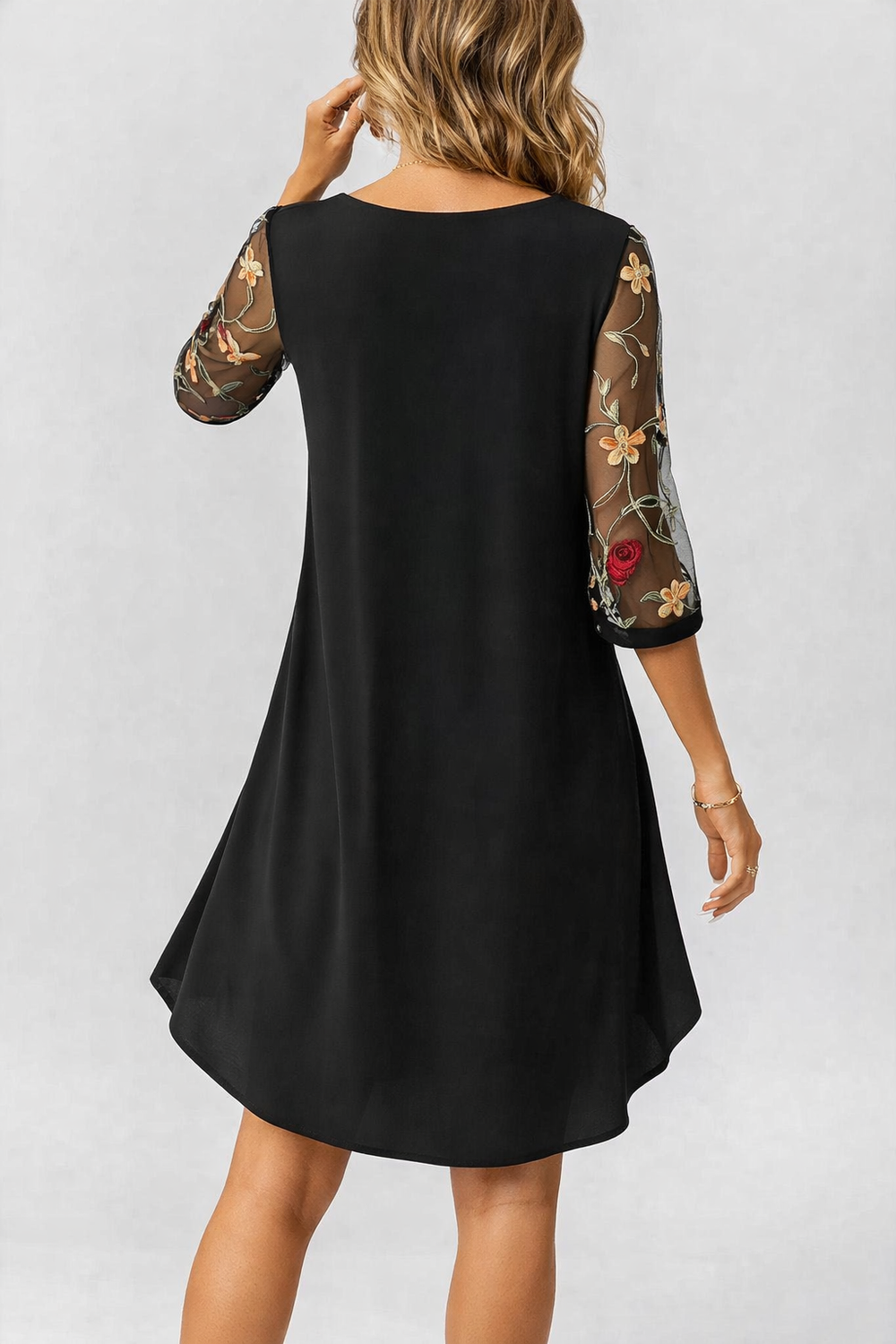 Elegant V Neckline Mini Dress with Statement Sleeves