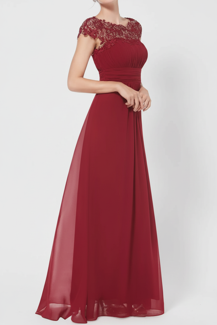 Elegant Mother of the Bride Maxi Dress with Lace Detail