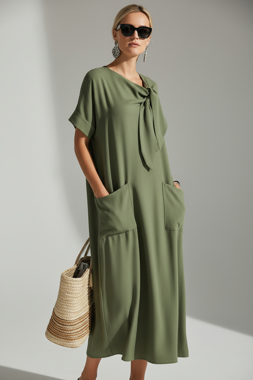 Stylish Midi Dress with Flattering A Line Cut