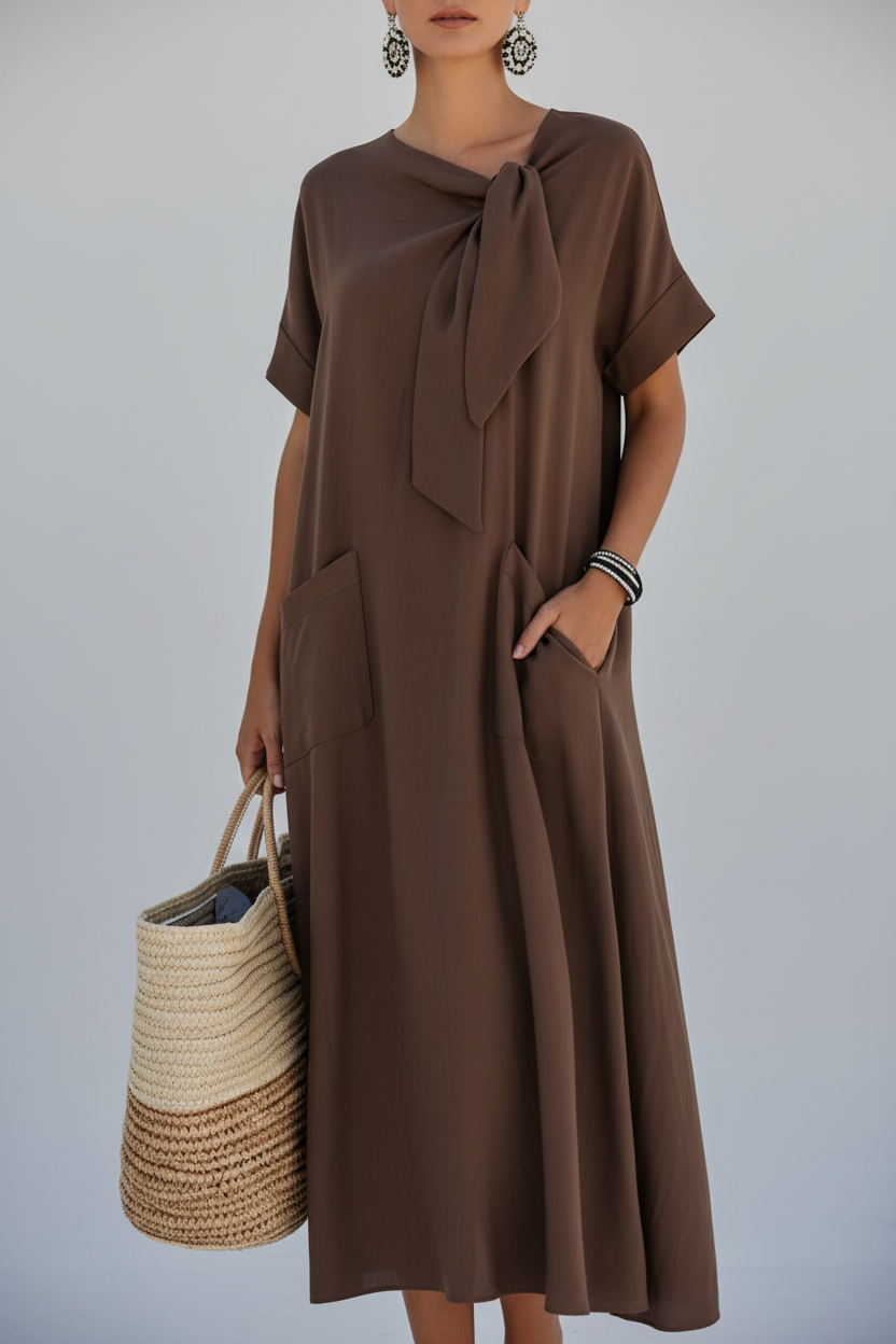 Stylish Midi Dress with Flattering A Line Cut