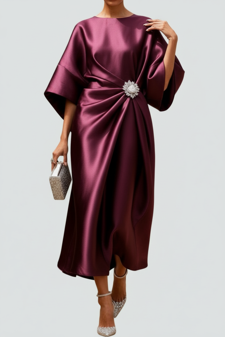 Elegant Long Sleeve Maxi Dress with Refined Detail