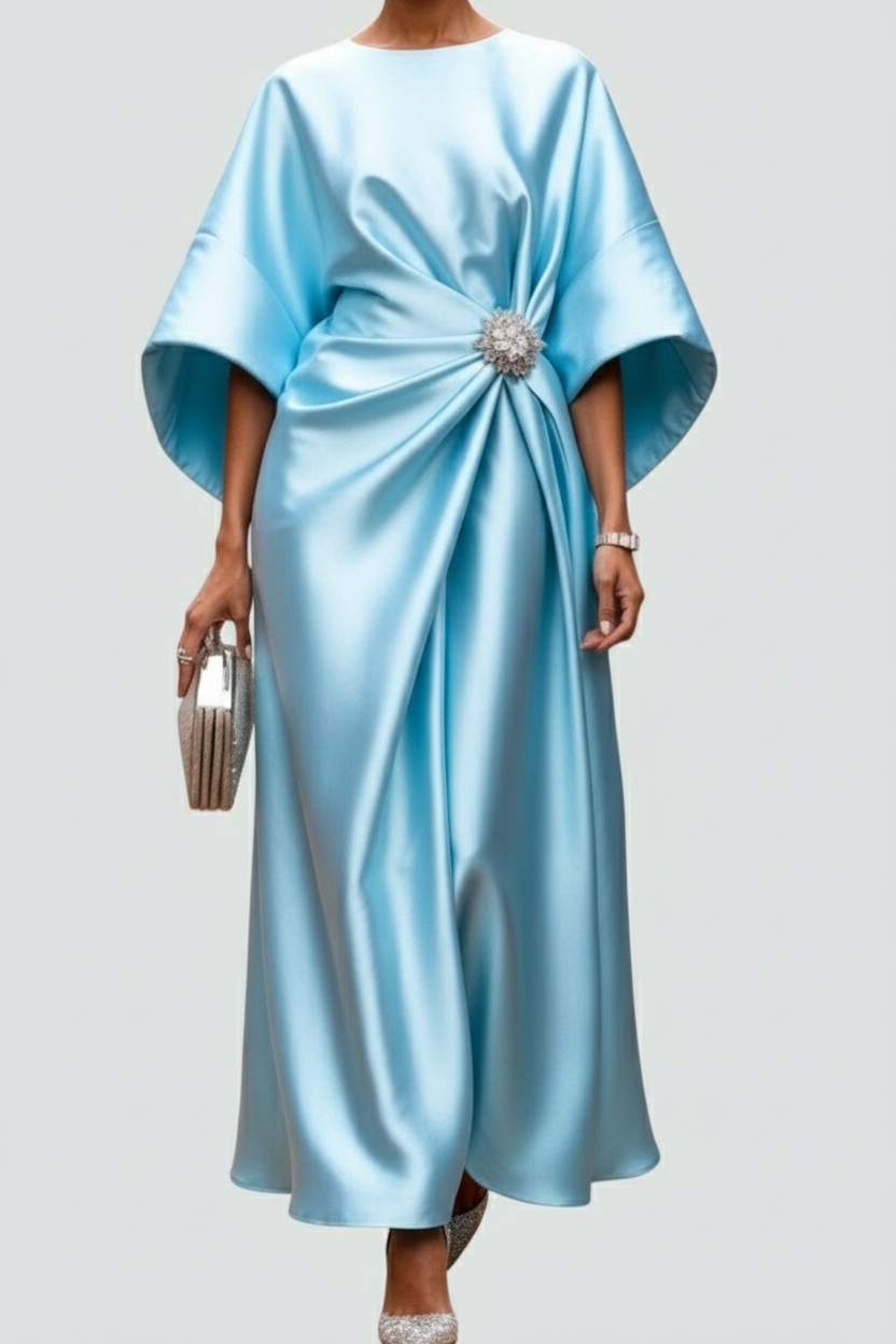 Elegant Long Sleeve Maxi Dress with Refined Detail