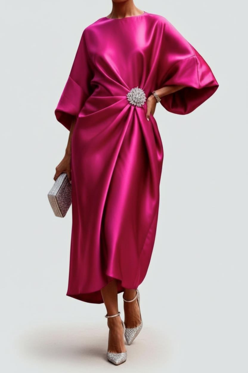 Elegant Long Sleeve Maxi Dress with Refined Detail