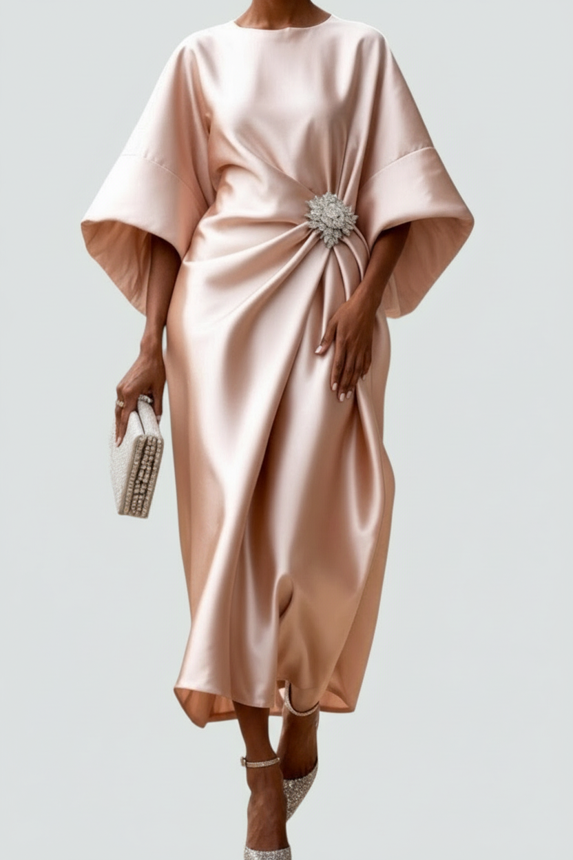 Elegant Long Sleeve Maxi Dress with Refined Detail