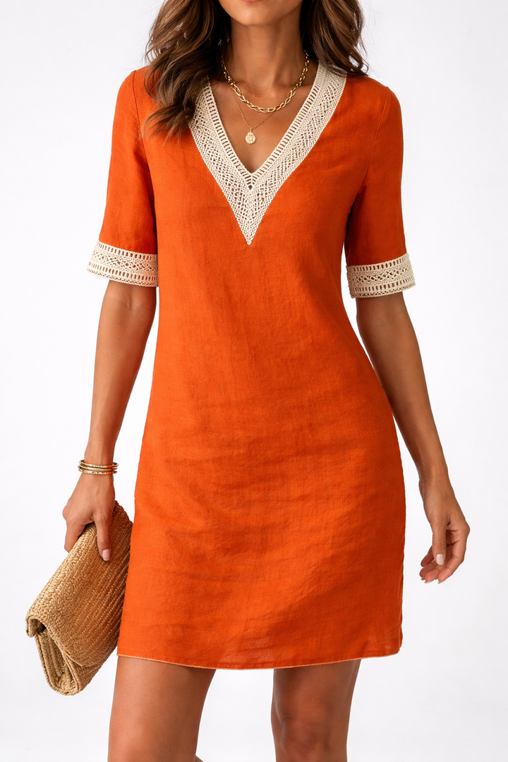 Crochet Detail Summer Mini Dress with Bohemian Charm