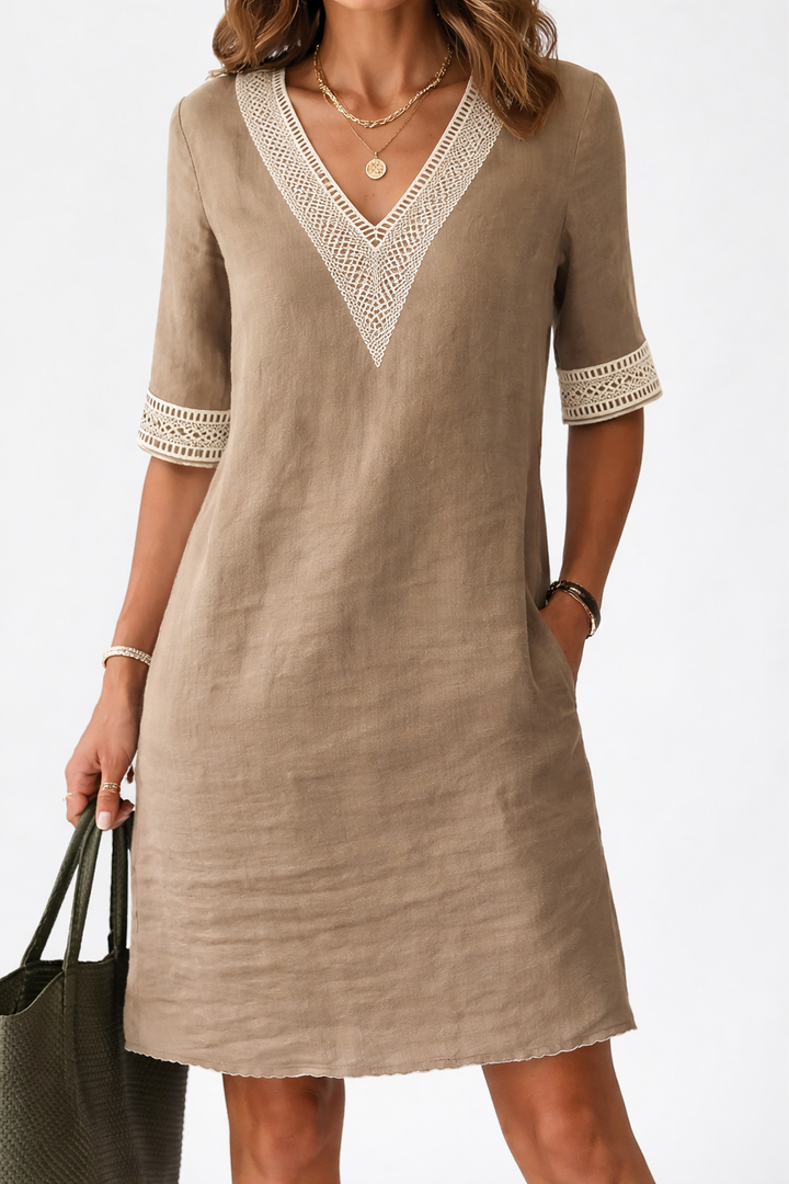 Crochet Detail Summer Mini Dress with Bohemian Charm