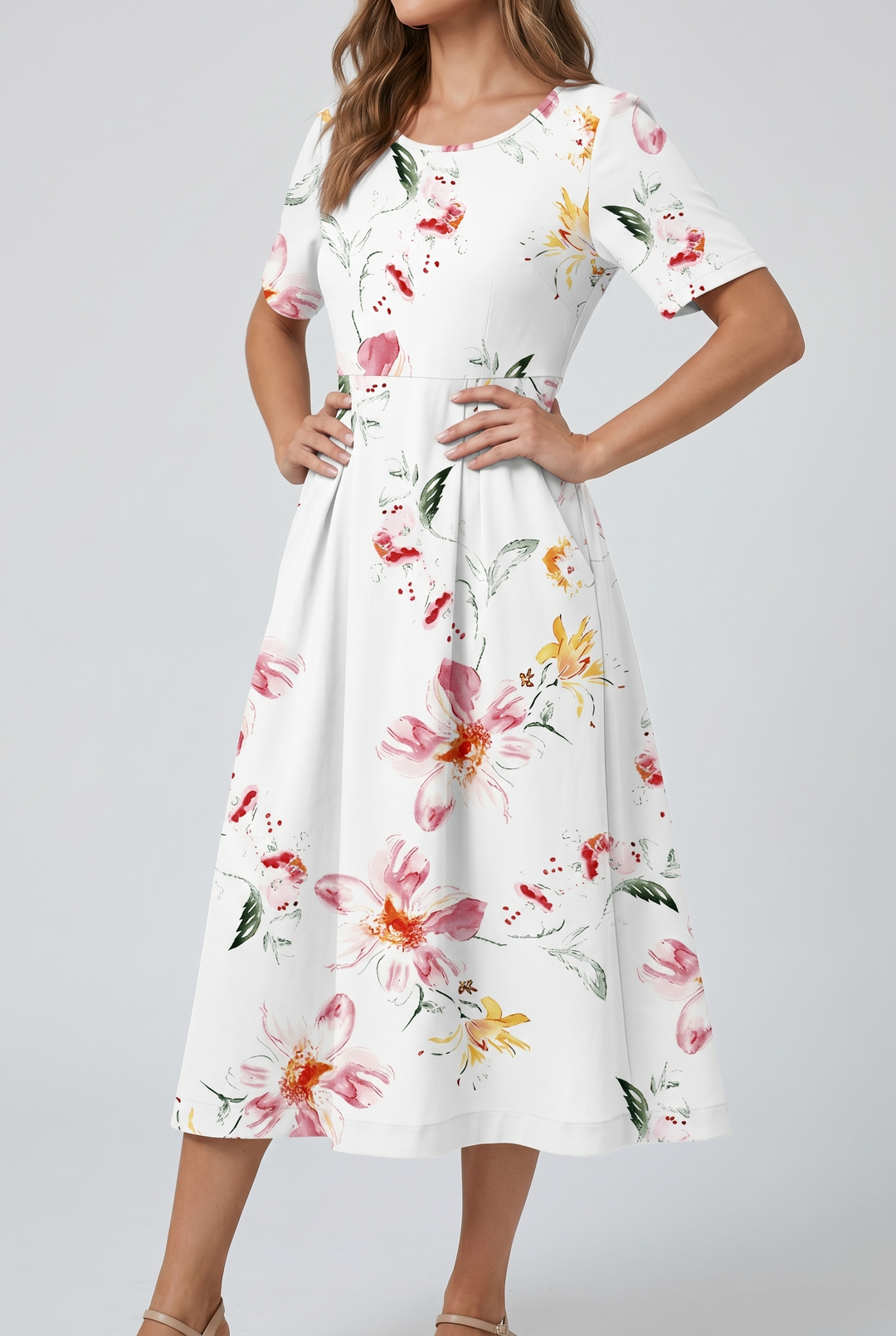 Printed Relaxed Midi Dress with Pockets