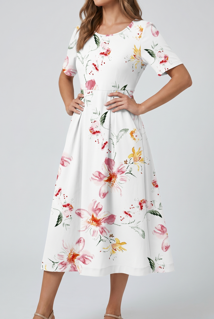 Printed Relaxed Midi Dress with Pockets