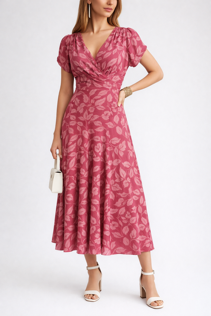 Off Shoulder Floral Print Midi Dress Summer Evening