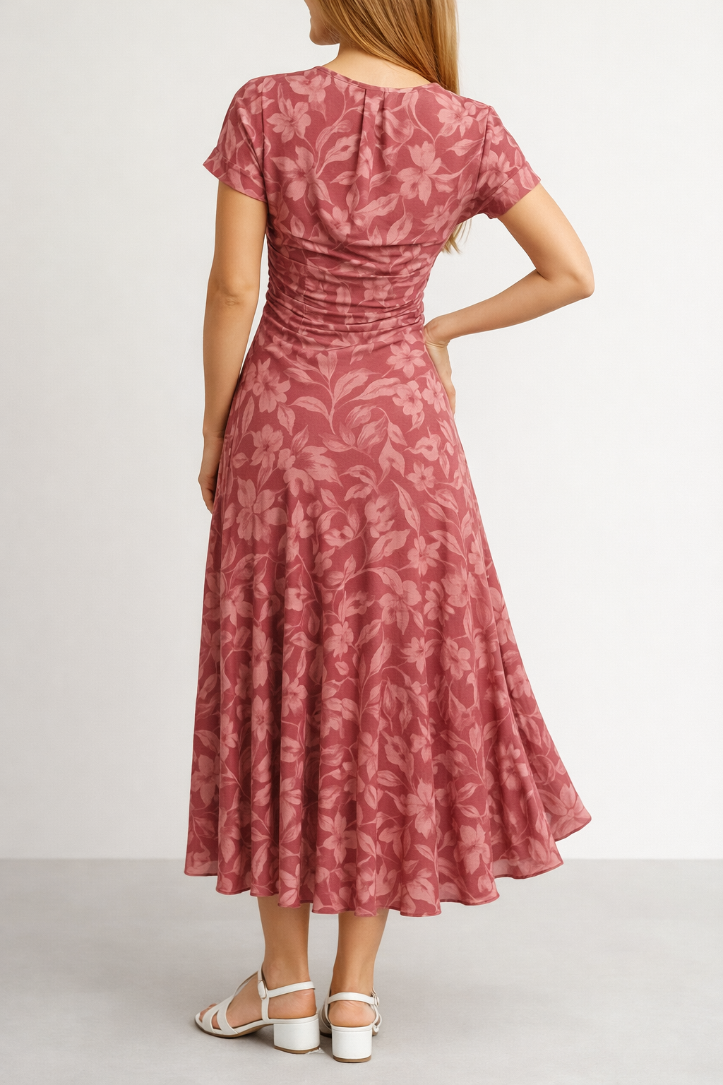 Off Shoulder Floral Print Midi Dress Summer Evening