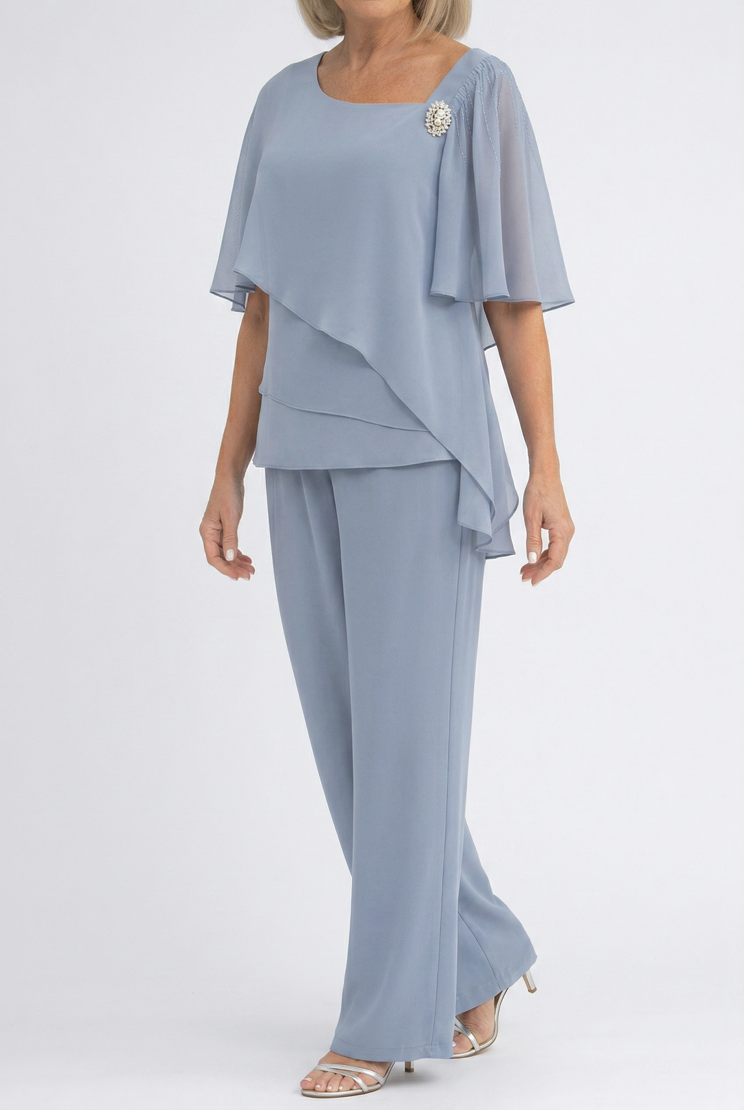 Womens Elegant Formal Navy Overlay Two Piece Set