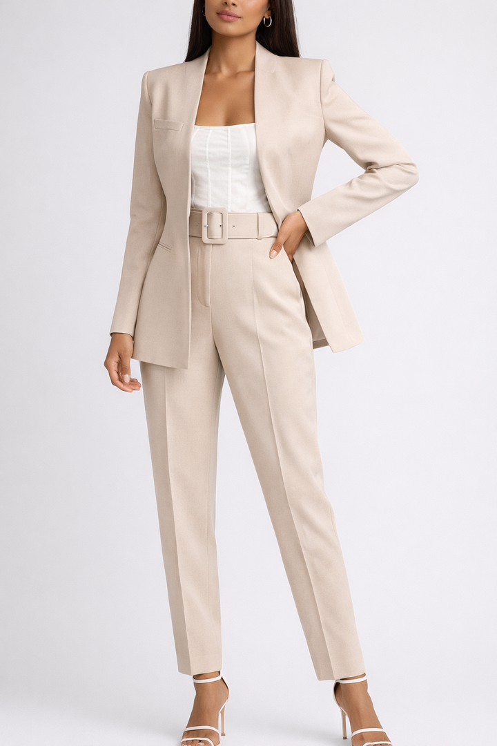 Womens Tailored Blazer and Wide Leg Trousers Suit Set