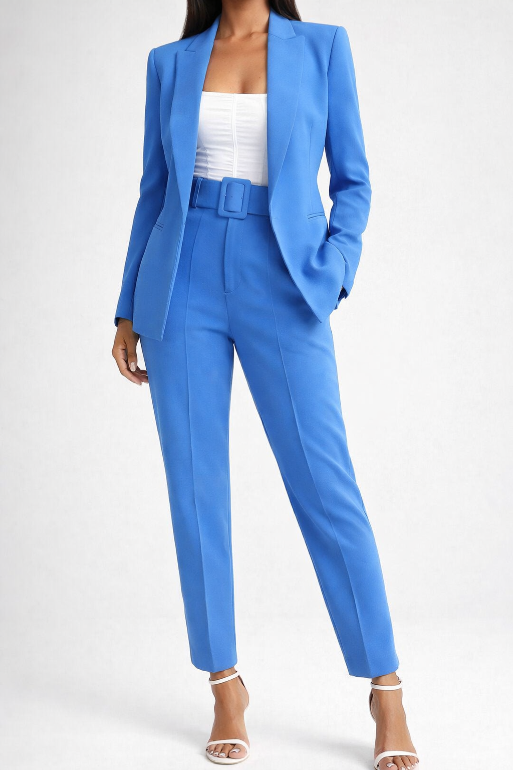 Womens Tailored Blazer and Wide Leg Trousers Suit Set