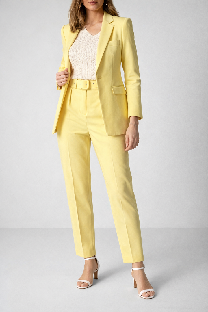Womens Tailored Blazer and Wide Leg Trousers Suit Set