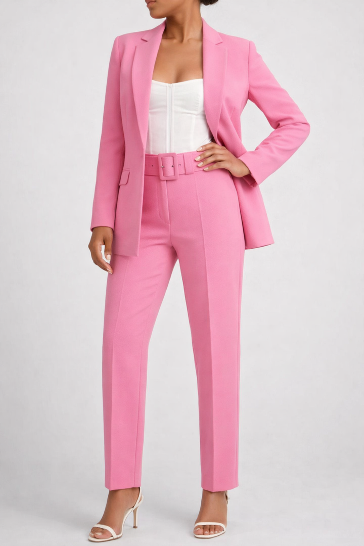 Womens Tailored Blazer and Wide Leg Trousers Suit Set