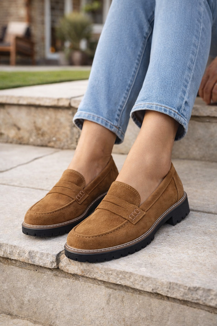 Womens Chunky Sole Rounded Toe Ballet Flats