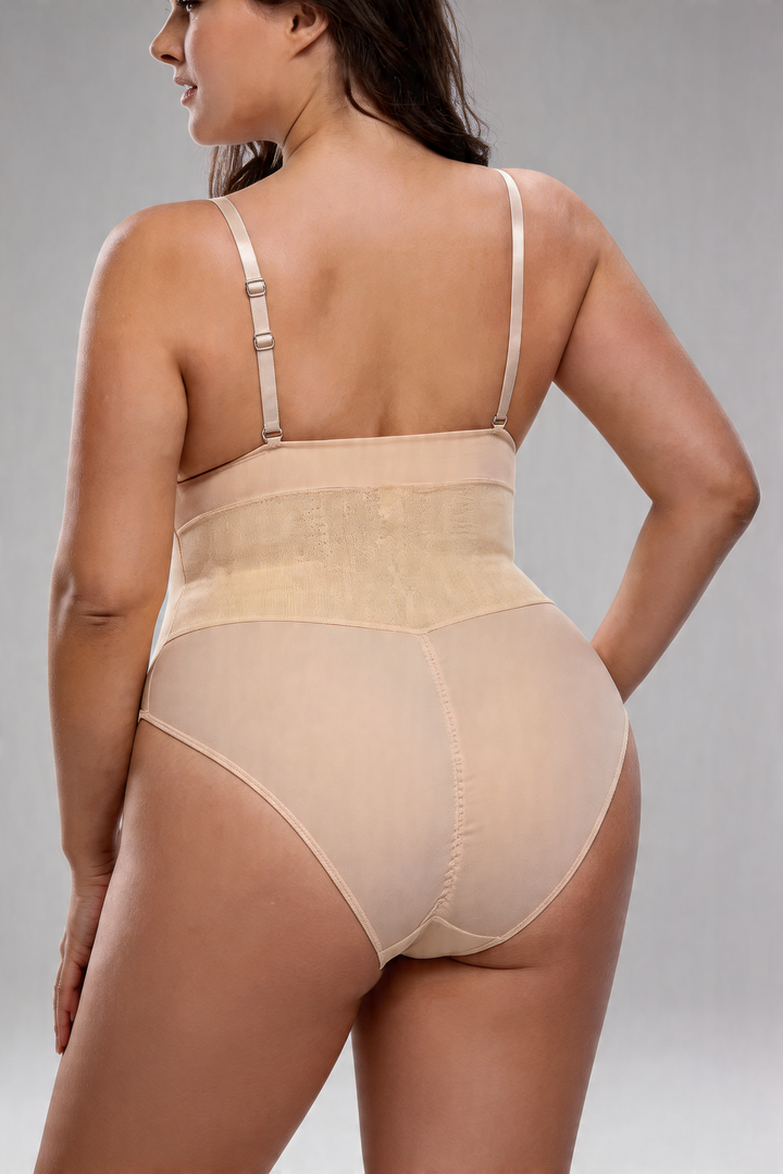 Womens Classic Slimming Bodysuit Deep V Neckline Support