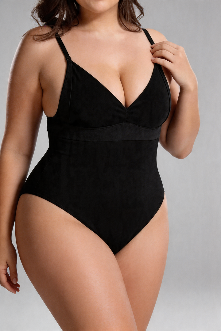 Womens Classic Slimming Bodysuit Deep V Neckline Support