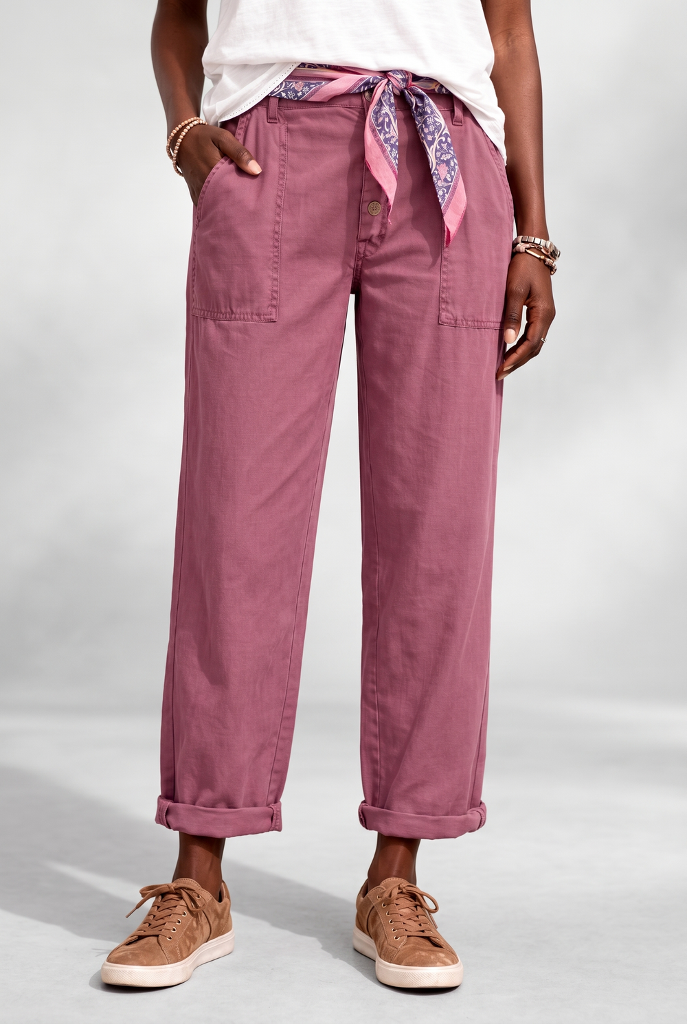 Womens High Waist Relaxed Fit Summer Trousers Light Breathable