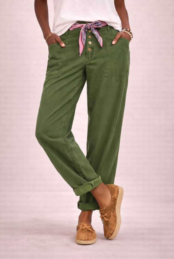 Womens High Waist Relaxed Fit Summer Trousers Light Breathable