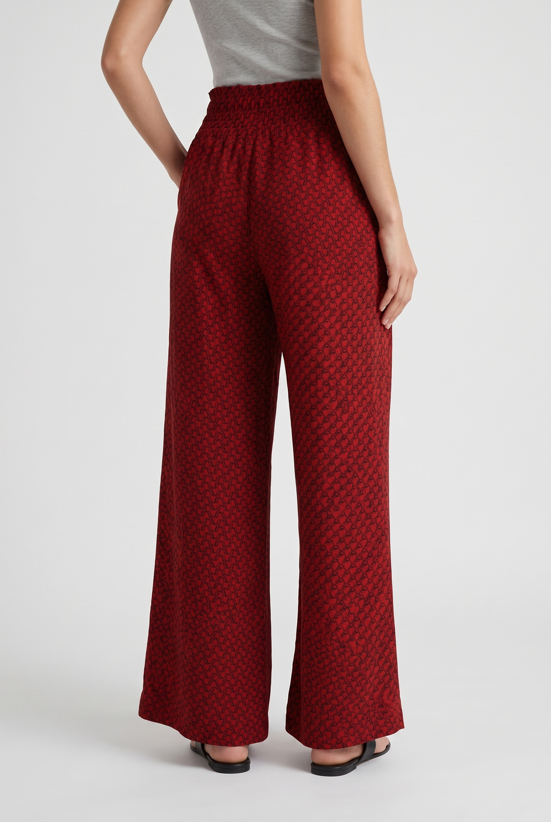 Womens Wide Leg Geometric Print Trousers Flowy Relaxed Fit