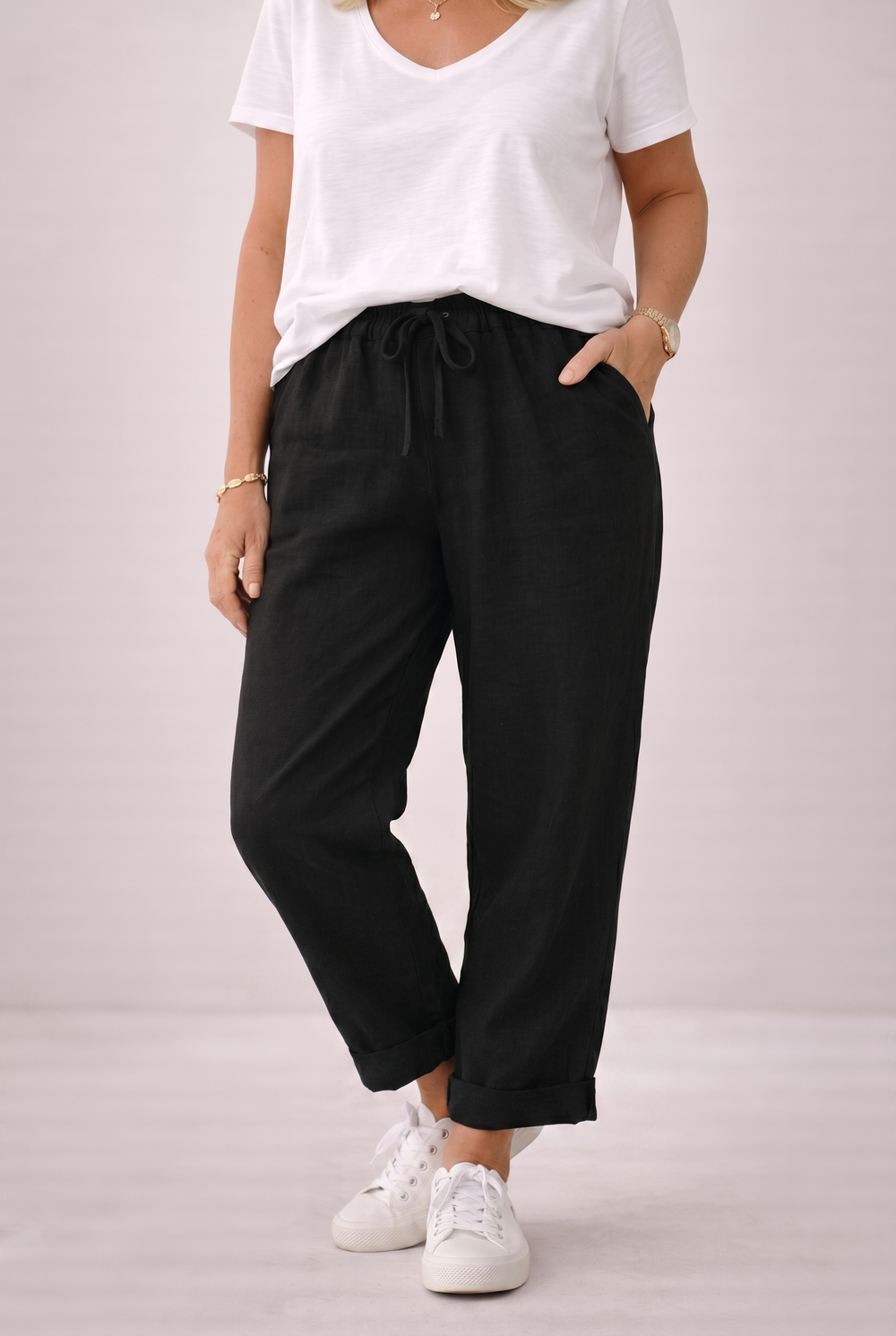 Womens High Waist Straight Leg Trousers with Side Pockets Smart