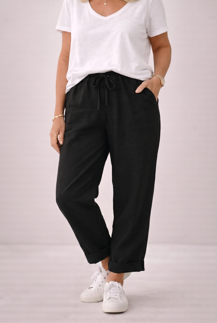 Womens High Waist Straight Leg Trousers with Side Pockets Smart
