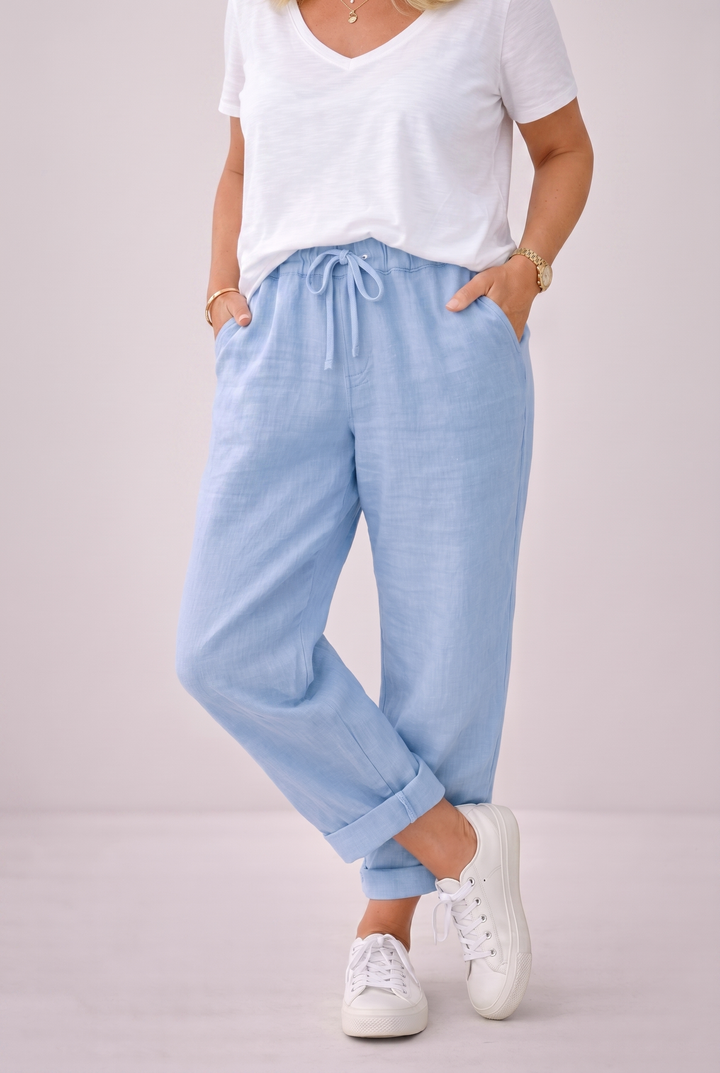 Womens High Waist Straight Leg Trousers with Side Pockets Smart