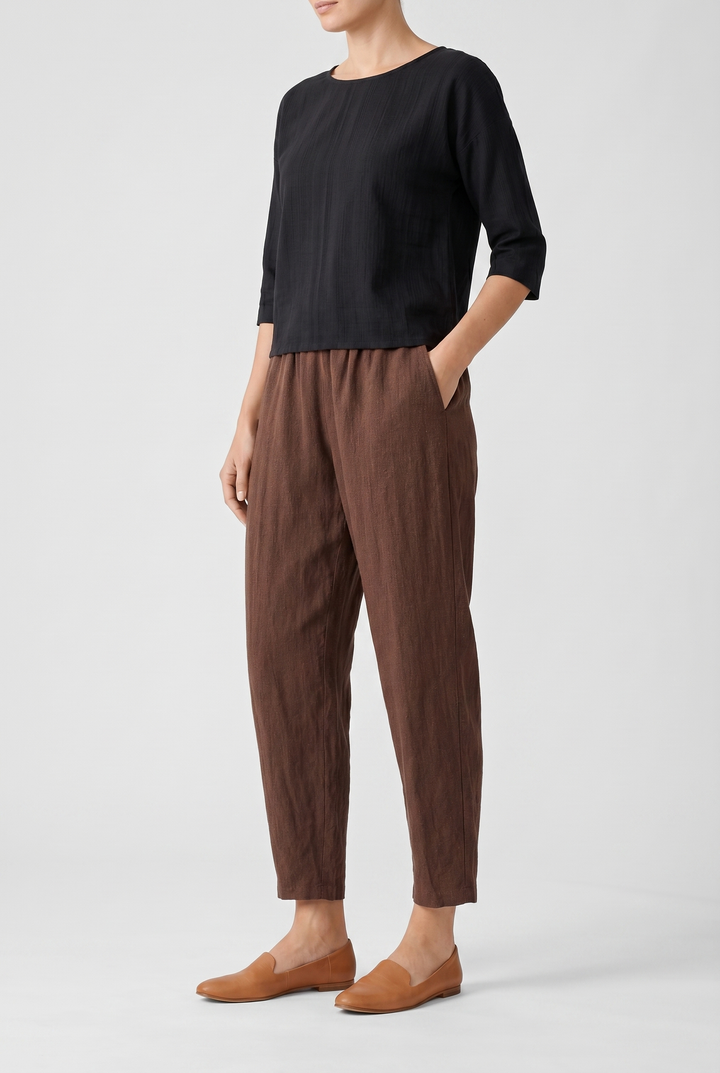 Womens Lightweight Relaxed Wide Leg Linen Trousers Summer Fit
