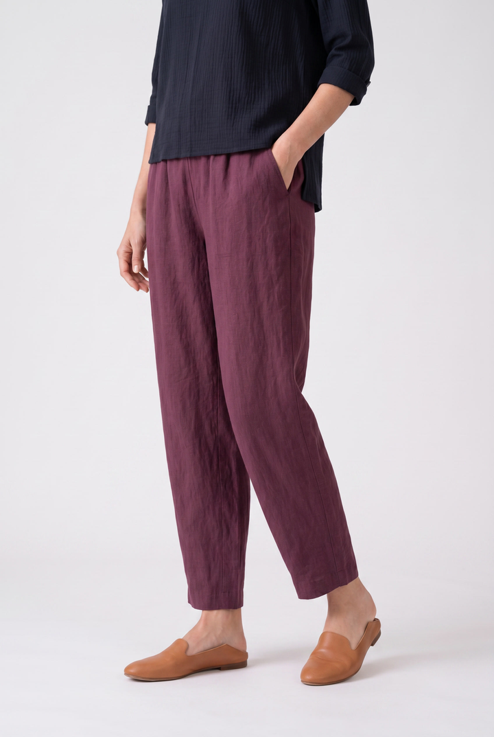 Womens Lightweight Relaxed Wide Leg Linen Trousers Summer Fit