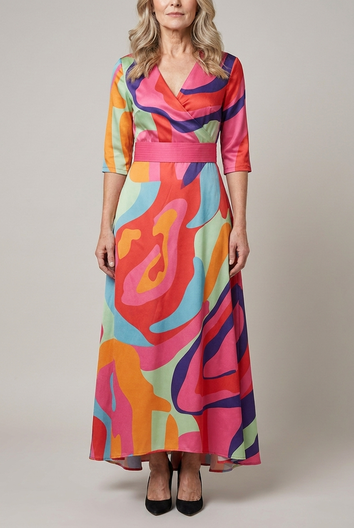 Tailored Midi Dress Zip Closure Fitted Waist