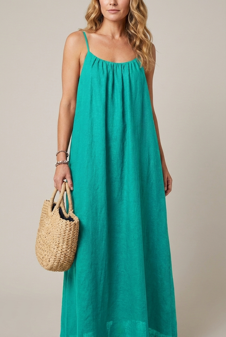 Spaghetti Strap Midi Dress Loose Fit Solid Colour