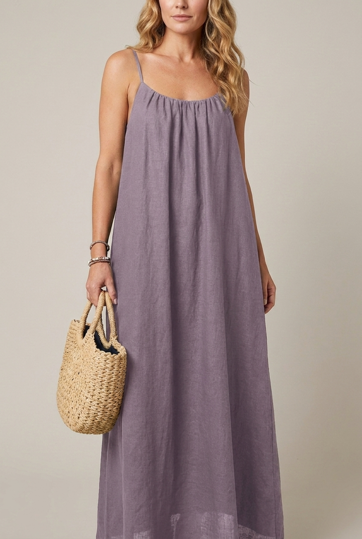 Spaghetti Strap Midi Dress Loose Fit Solid Colour