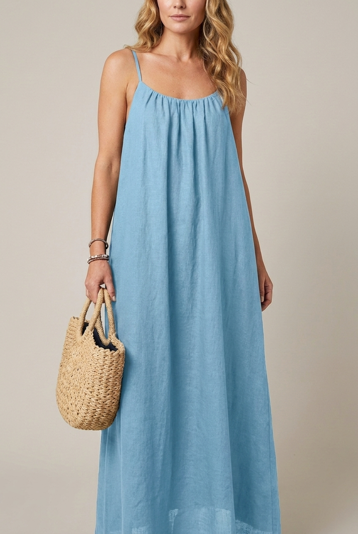 Spaghetti Strap Midi Dress Loose Fit Solid Colour