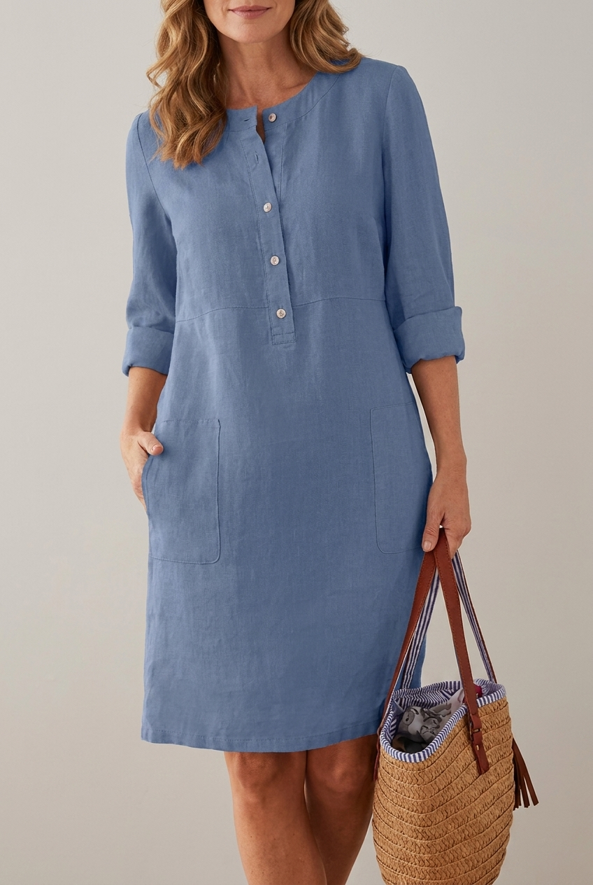 Cotton Linen Tunic Dress Long Sleeve Oversized Relaxed Fit AvelineModa Cotton Linen Tunic Dress Long Sleeve Oversized Relaxed Fit AvelineModa