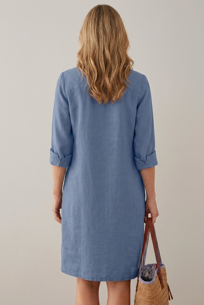 Cotton Linen Tunic Dress Long Sleeve Oversized Relaxed Fit