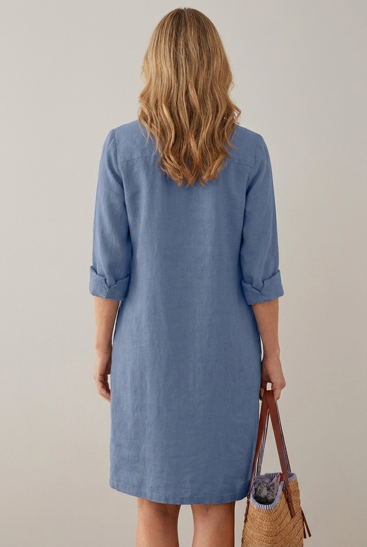Cotton Linen Tunic Dress Long Sleeve Oversized Relaxed Fit