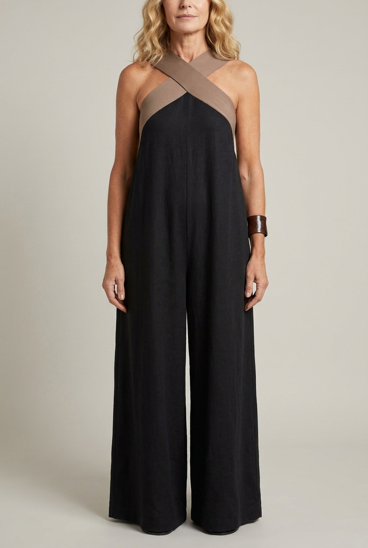 Crossed Front V Neck Maxi Dress Short Sleeve Breathable