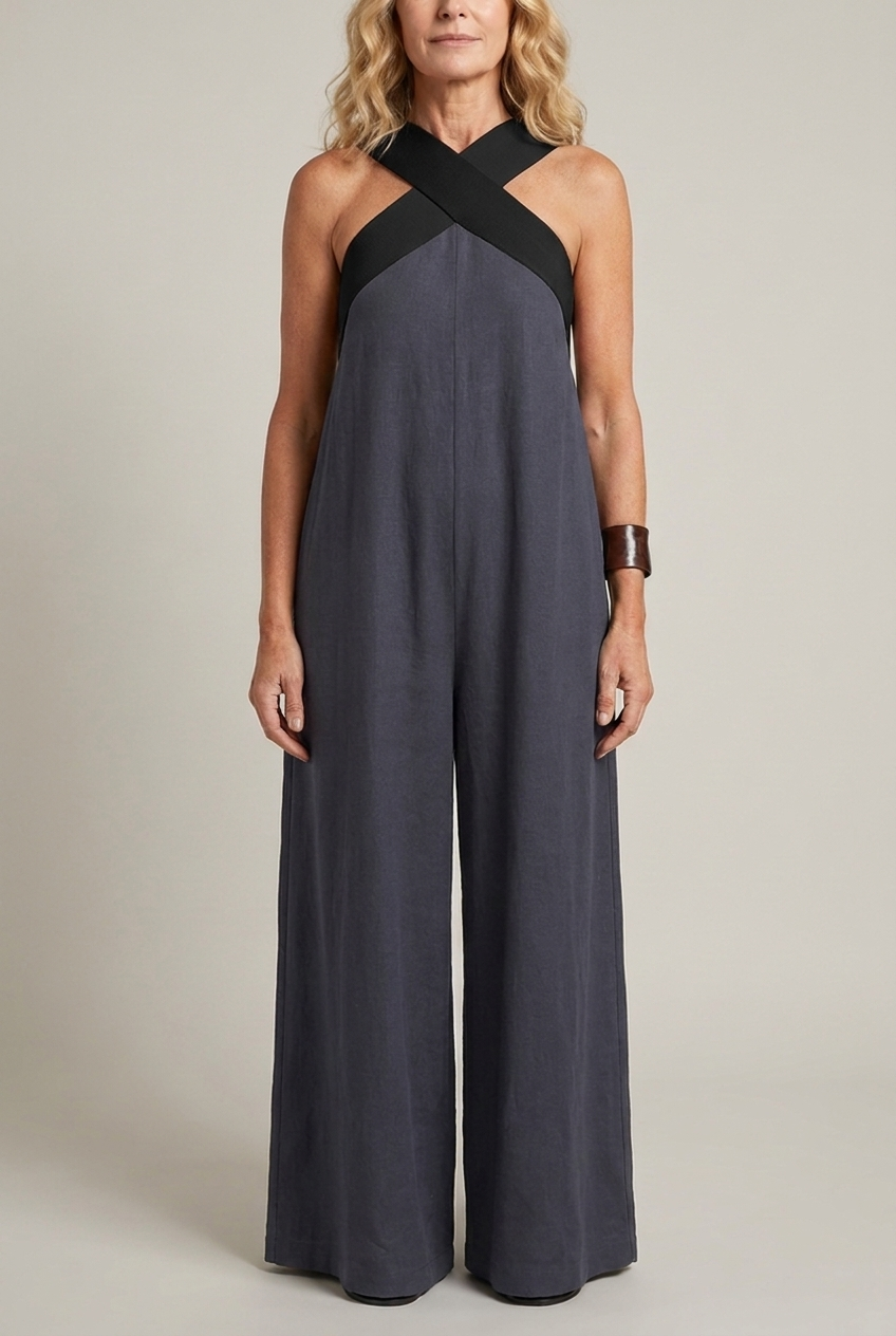 Crossed Front V Neck Maxi Dress Short Sleeve Breathable