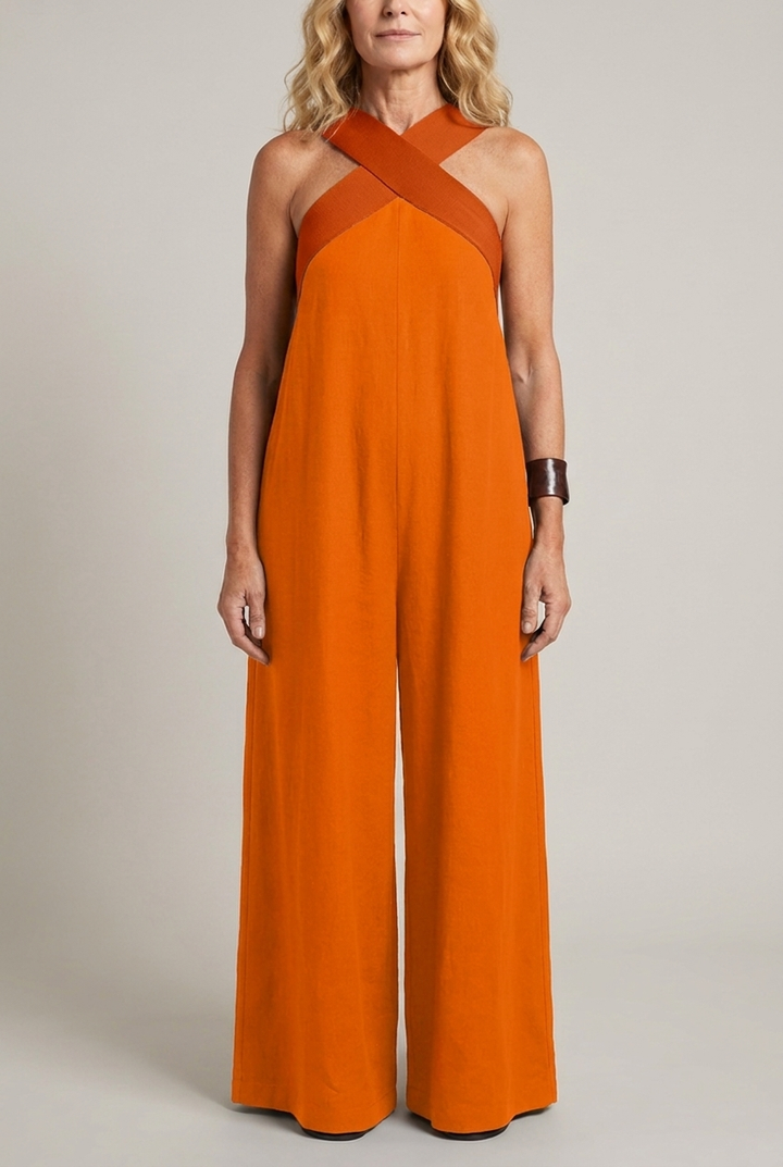 Crossed Front V Neck Maxi Dress Short Sleeve Breathable