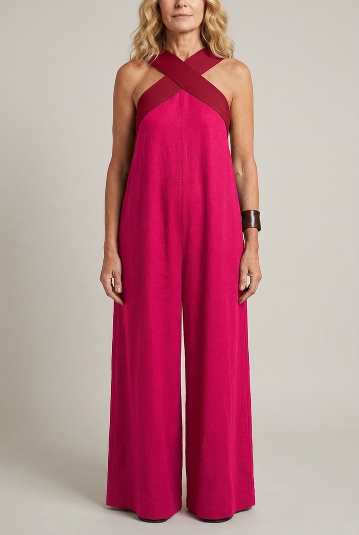 Crossed Front V Neck Maxi Dress Short Sleeve Breathable