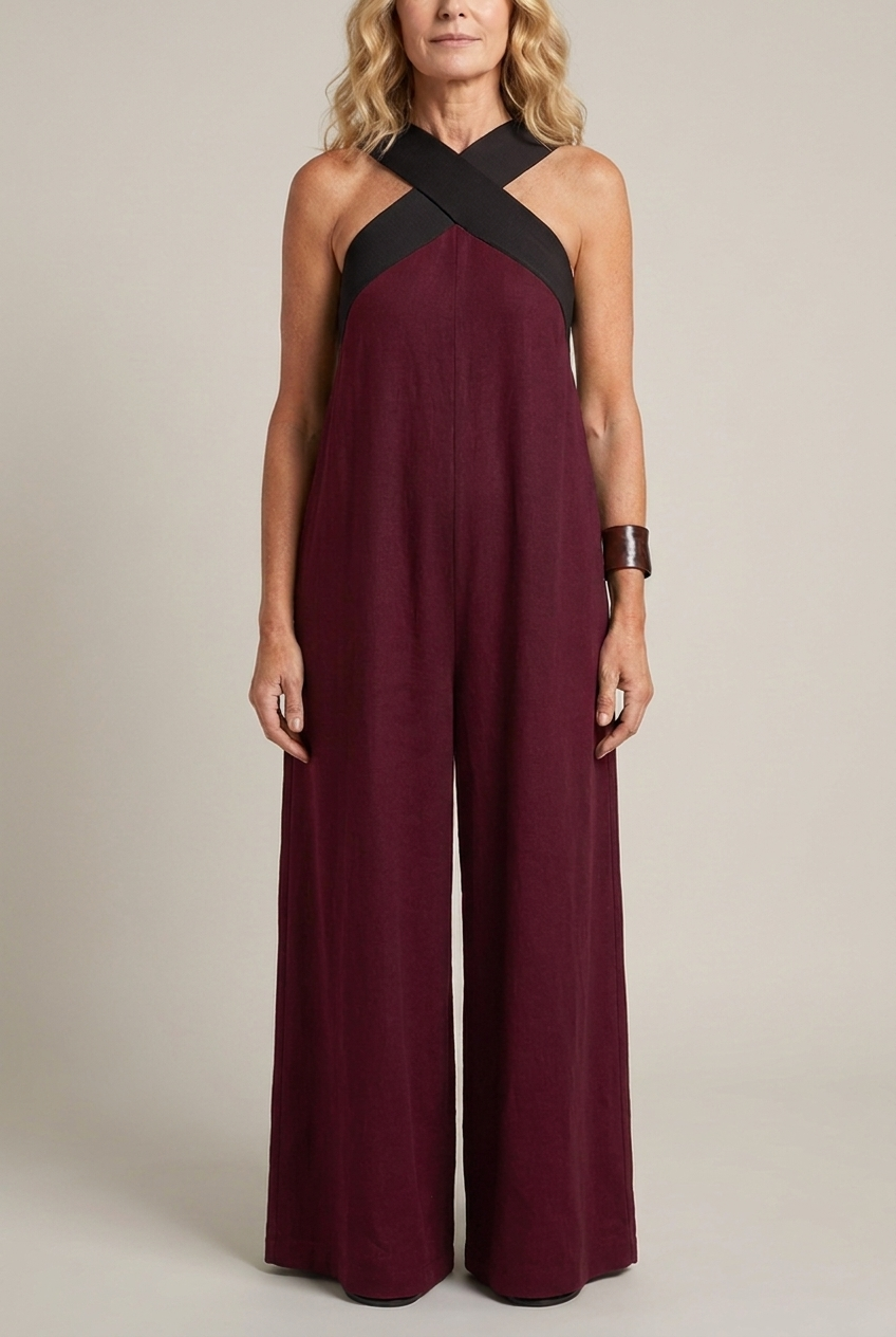 Crossed Front V Neck Maxi Dress Short Sleeve Breathable