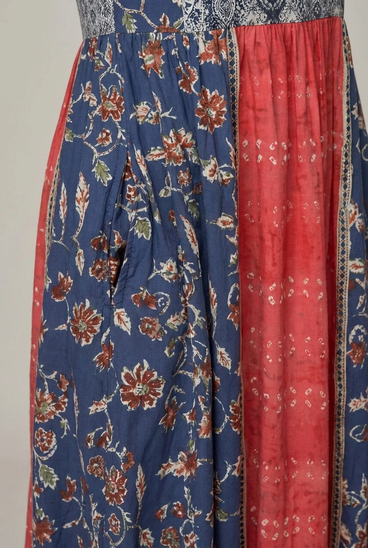 Bohemia Print Maxi Dress Round Neck Short Sleeve