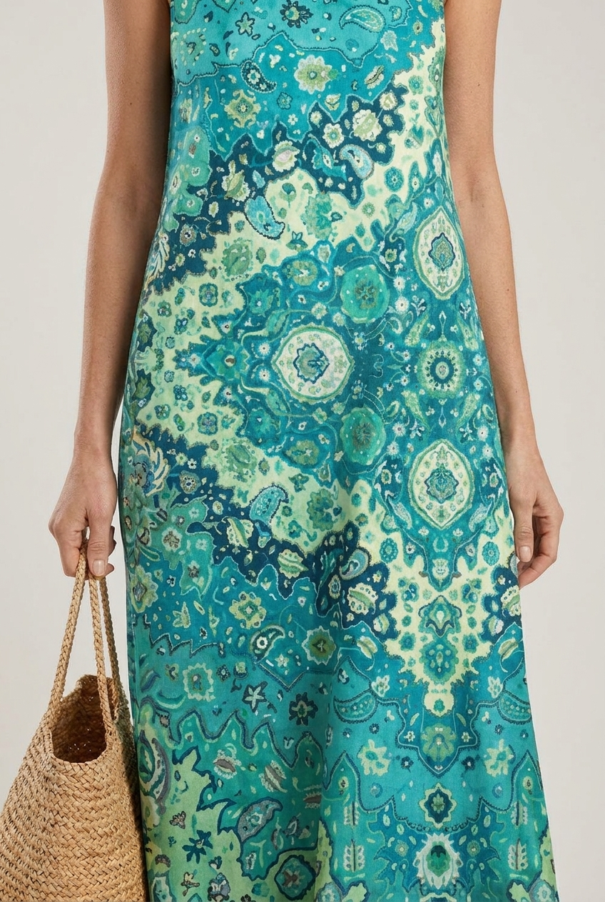 Bohemian Floral Midi Sundress Sleeveless With Pockets