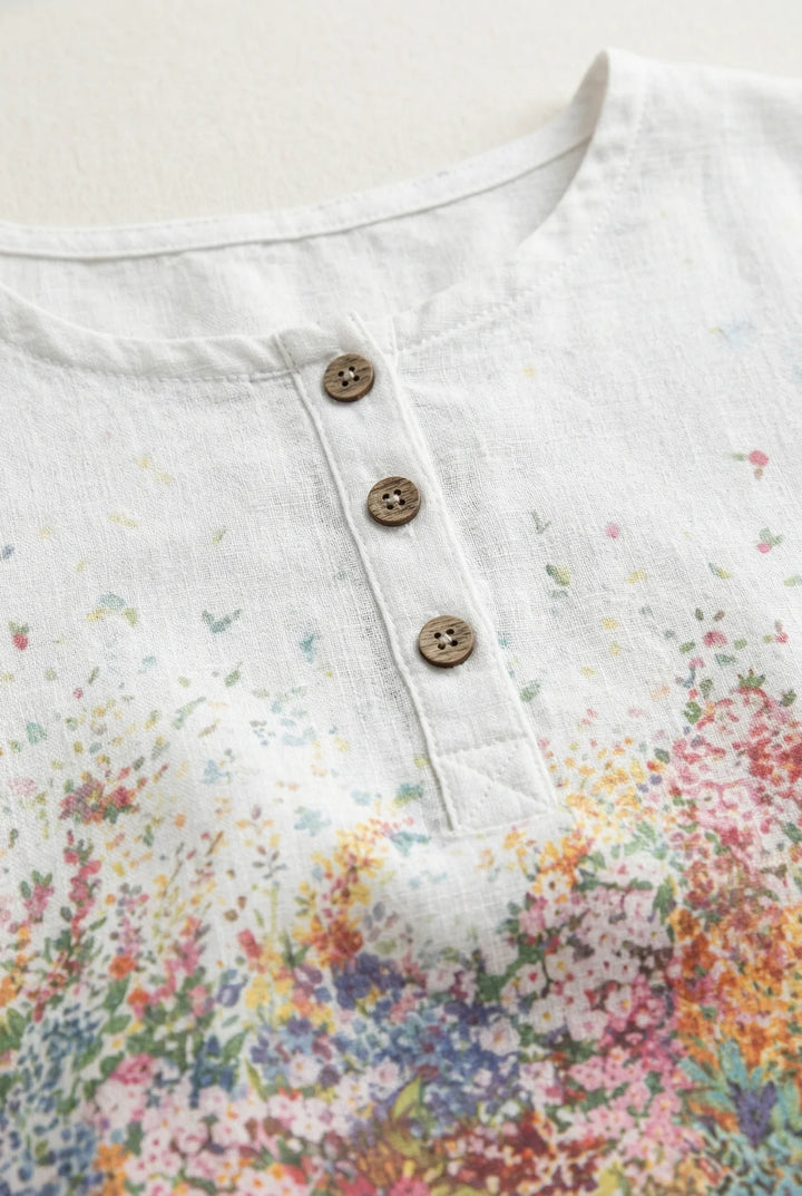Womens Retro Inspired Embroidered Blouse Relaxed Fit