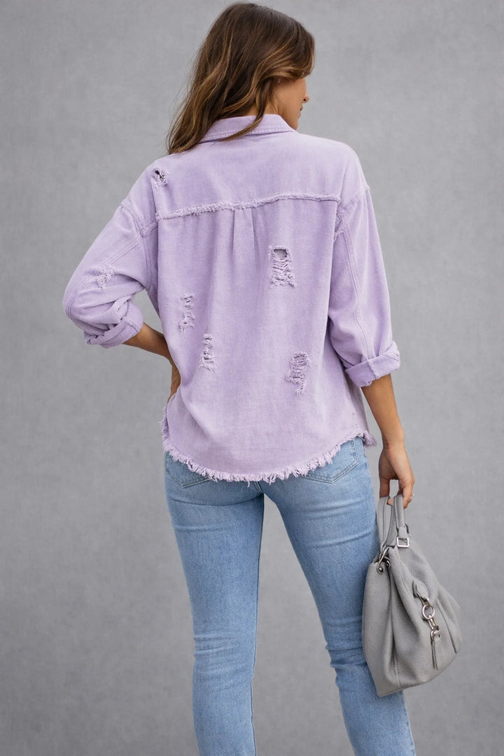 Womens Vintage Inspired Denim Jacket Relaxed Fit